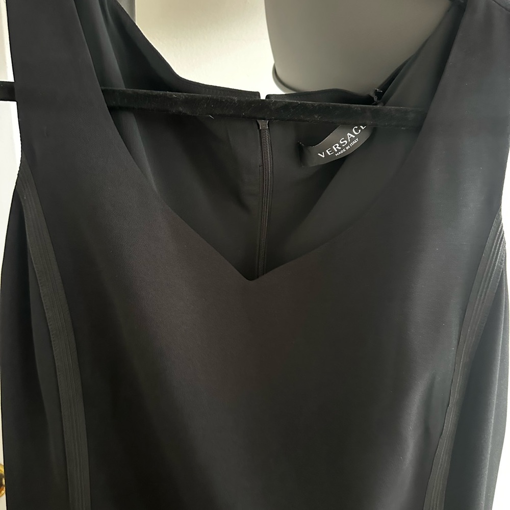 Versace Black Midi Dress Medusa Stud Seam Detail IT 46 / US 10 - Picture 4 of 5